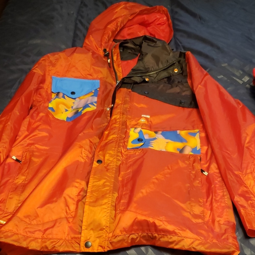 poler jackets junk food zip up Sz M orange nylon - Picture 1 of 5